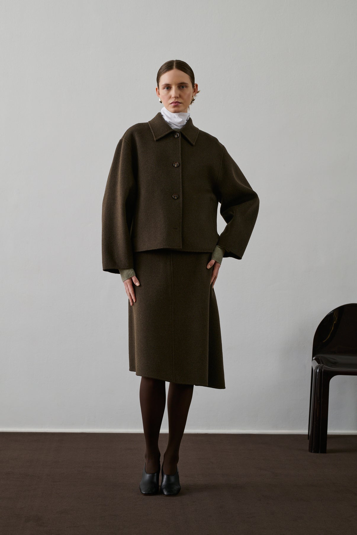 Manteau Gyoda - Kaki Brun - Laine - Femme vue 3