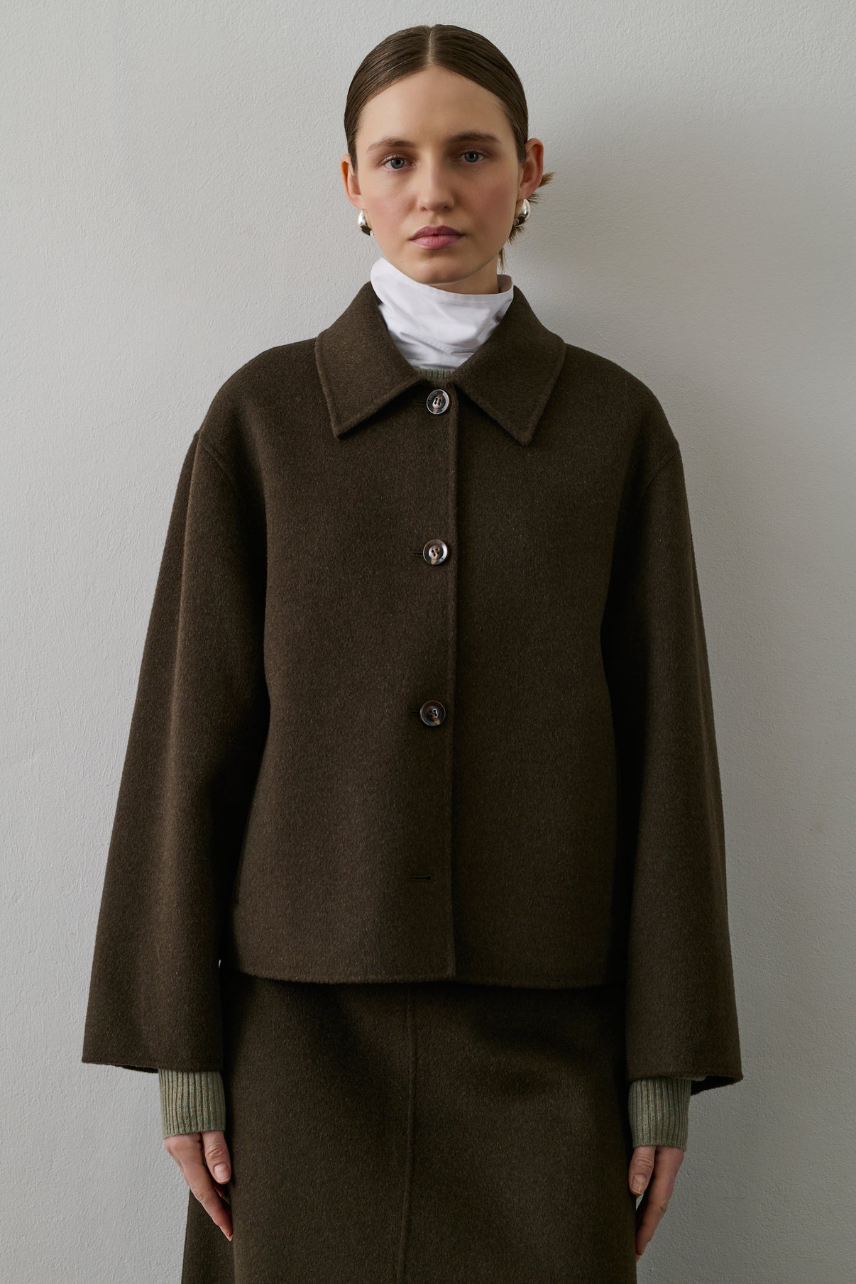 Manteau Gyoda - Kaki Brun - Laine - Femme vue 1