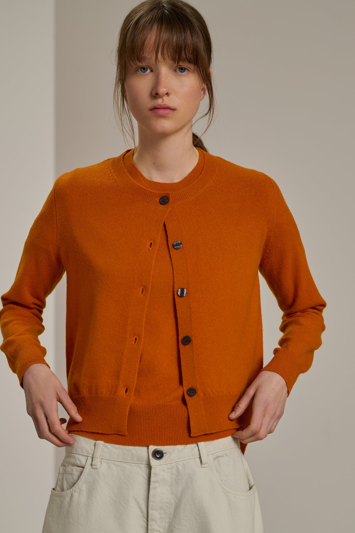 Cardigan Winner - Orange - Cachemire - Femme vue 1